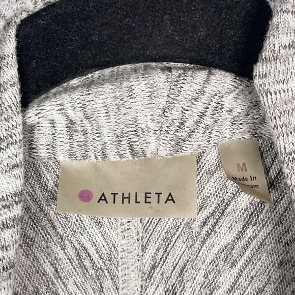 Athleta M Spacedye Gray Heather Drape Cardigan Sweater Open Front 3/4 Sleeve - Picture 7 of 10
